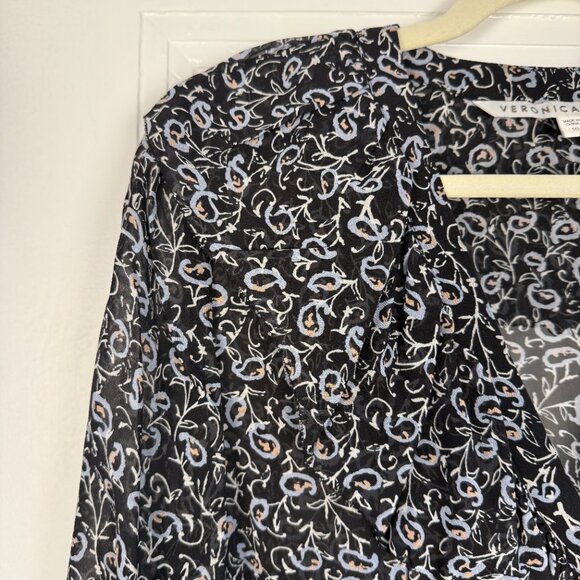 Veronica Beard Semi-Sheer Silk Print Blouse - Size 10 - Picture 5 of 9
